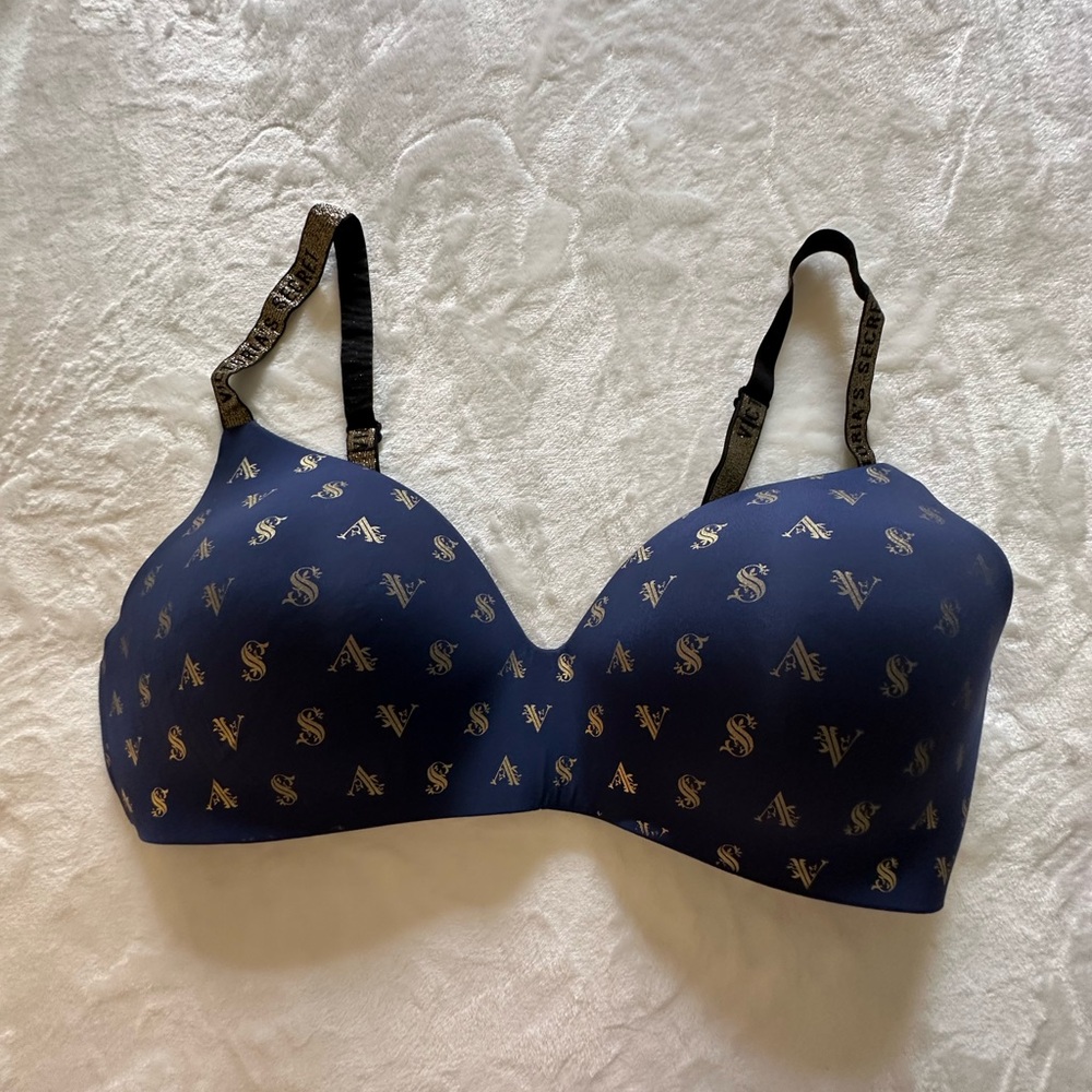 Victoria's Secret Dark Blue Monogram T-Shirt Bra 38D